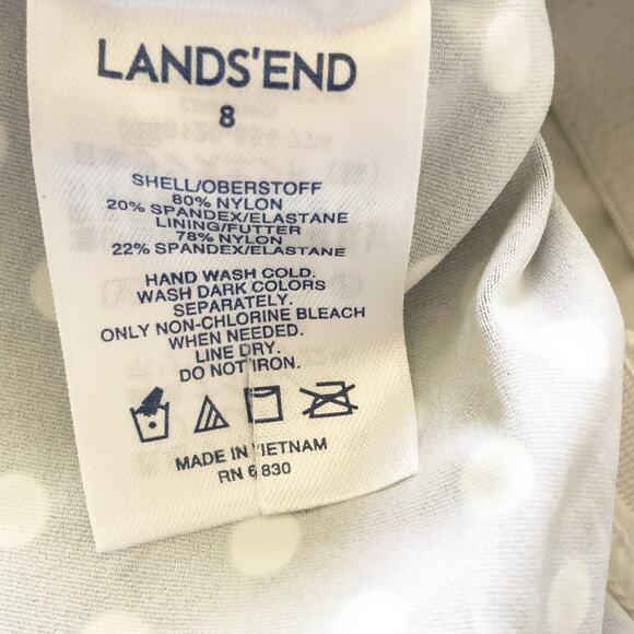 Lands End Womens Swim Top Tankini Size 8 High Neck Polka Dot Black White NEW!! - Picture 3 of 5